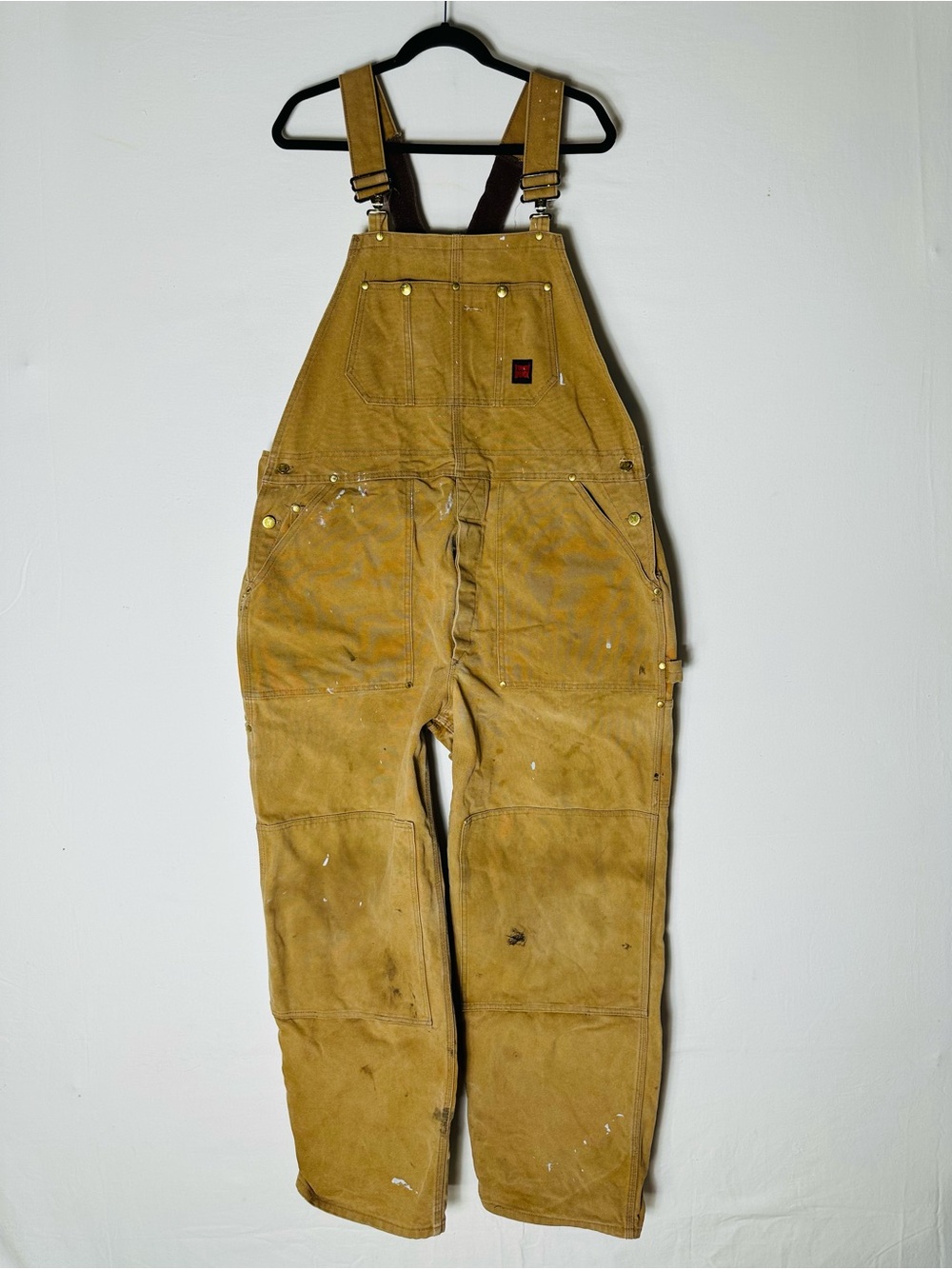 Vintage Tough Duck Tan Cotton Canvas Bib Overalls 40x32 Thrashed Streetwear
